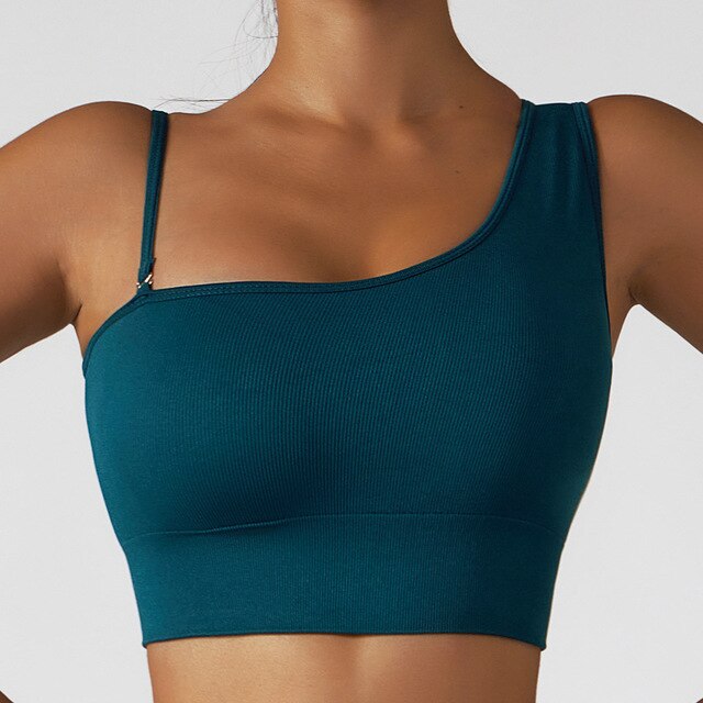 Oblique Shoulder Yoga Bra Top