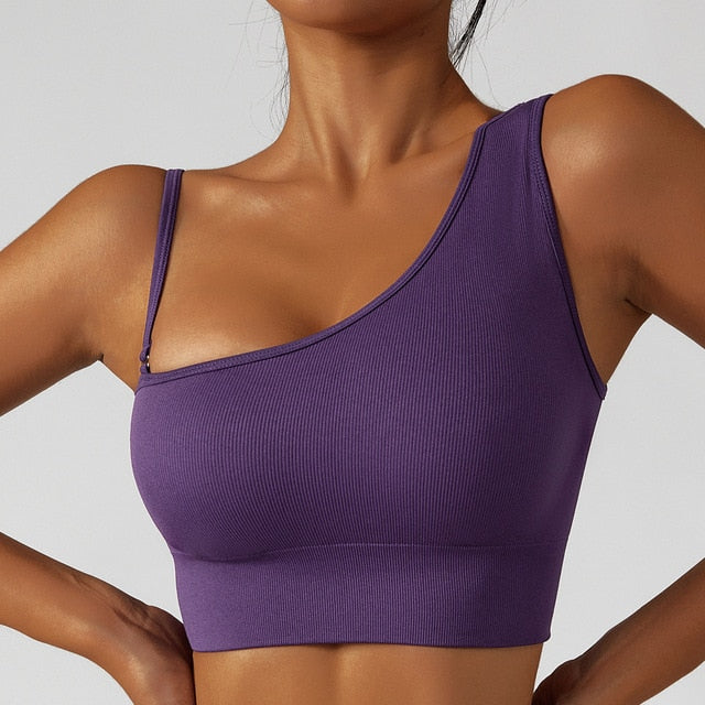 Oblique Shoulder Yoga Bra Top