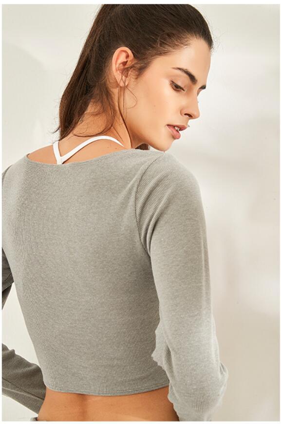 Long Sleeve Ribbed Yoga Crop Top