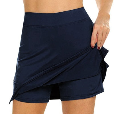 Two-Piece A-line Mini-Skort High Waist Slim-Fit