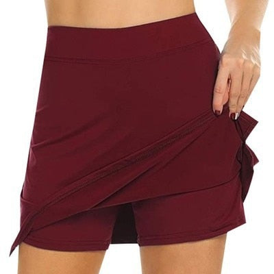 Two-Piece A-line Mini-Skort High Waist Slim-Fit