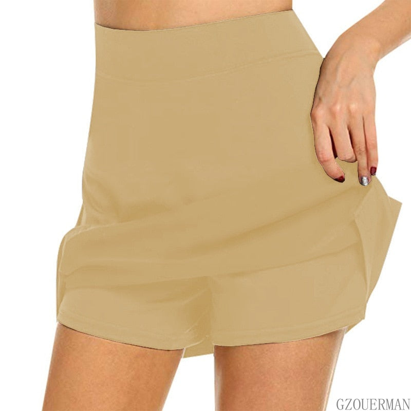 Two-Piece A-line Mini-Skort High Waist Slim-Fit