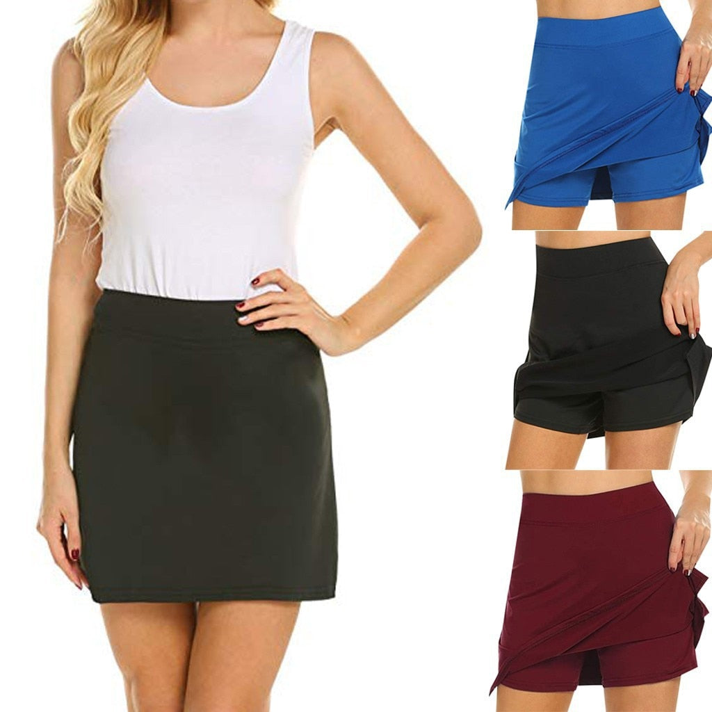 Two-Piece A-line Mini-Skort High Waist Slim-Fit