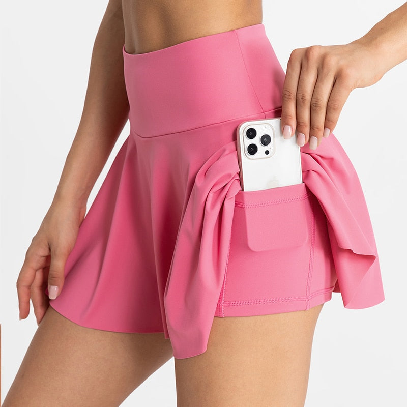 Tennis Skirts for Women with Pockets High Waisted Athletic Skirts with Shorts 2 in 1 Gym Workout Golf Skorts