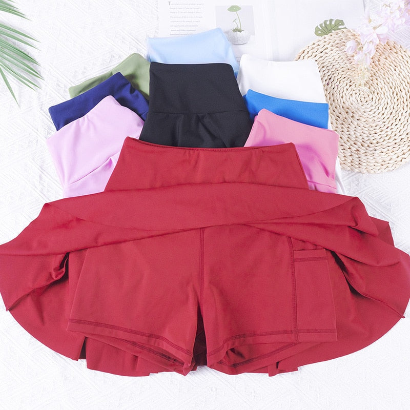 Tennis Skirts for Women with Pockets High Waisted Athletic Skirts with Shorts 2 in 1 Gym Workout Golf Skorts