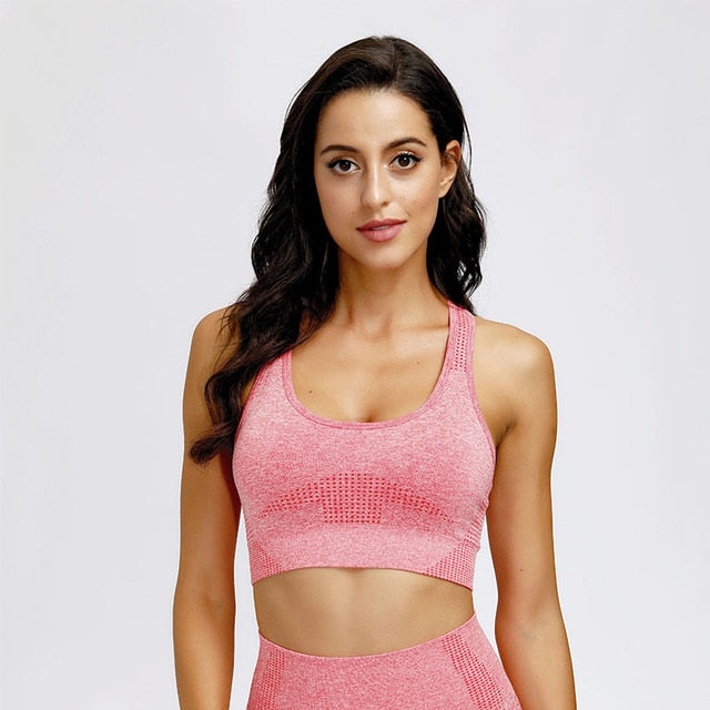 2Pc Seamless Yoga Set Leggings and Crop Top