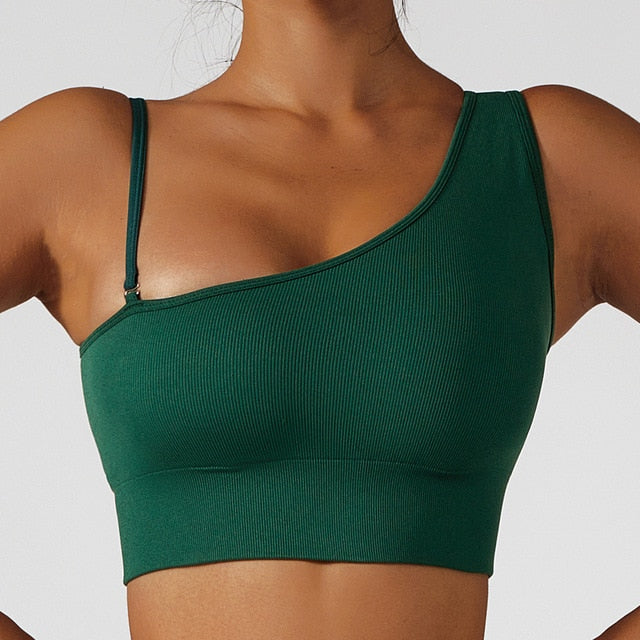 Oblique Shoulder Yoga Bra Top