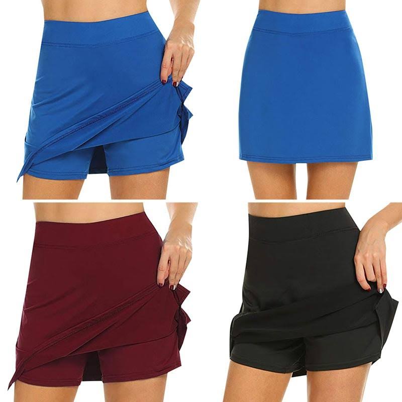 Two-Piece A-line Mini-Skort High Waist Slim-Fit