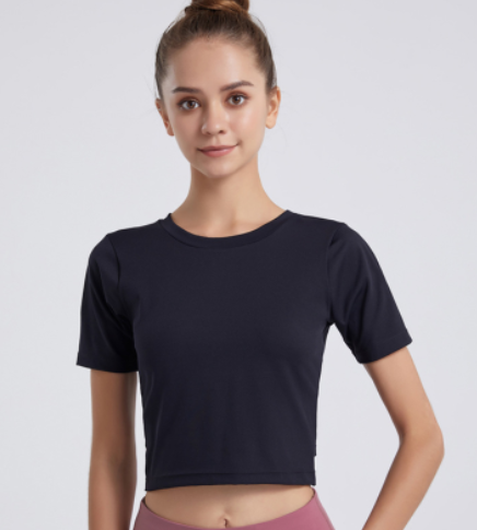 Solid Women's Cropped Tee with Open Back