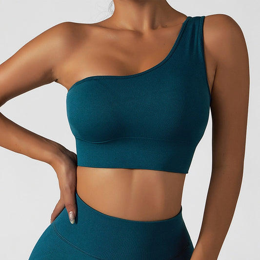 Oblique Shoulder Yoga Bra Top